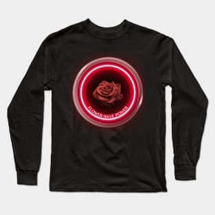 Flower Rose Black and Red color Long Sleeve T-Shirt